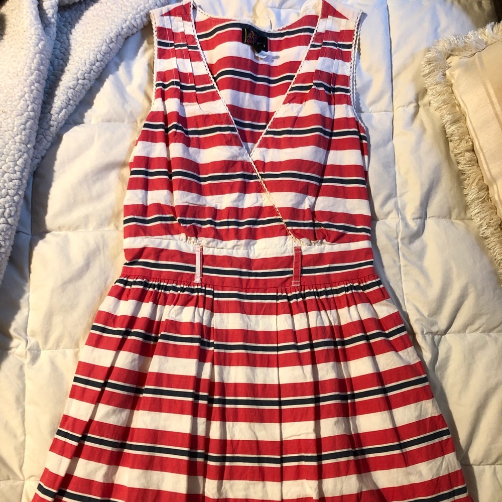 🌟3/30 ~ Striped V-neck Dress - Yumi (navy, red & white)
